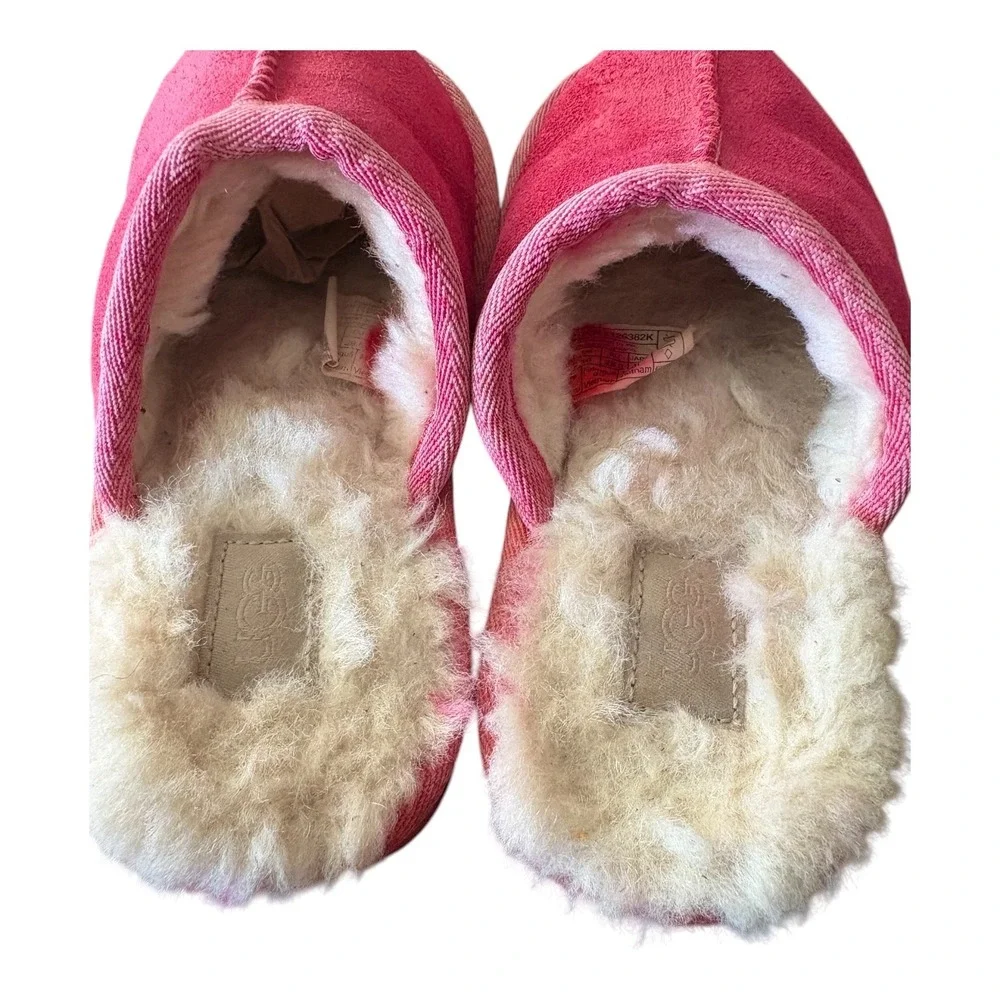UGG Kids Tasman Slippers Custom Color Pink Suede Wool‎ Lined Slip On Shoes